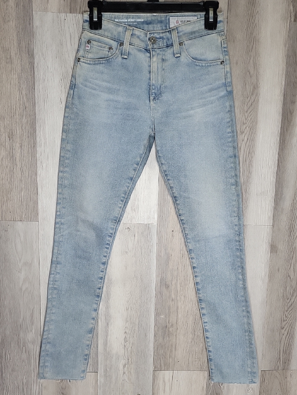 AG The Farrah High Rise Skinny Ankle Jeans Womens 24R Light‎ Wash Raw Hem